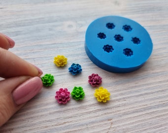 Silicone mold of Flowers, 7 pcs., small, ~ 0.7-1.1 cm, Modeling tool for accessories, jewelry,home decor,Shape for all types of polymer clay