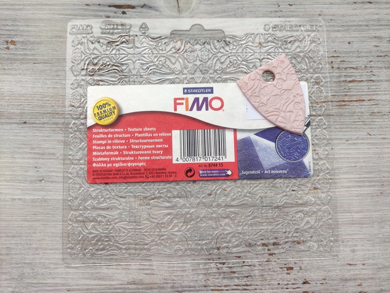 Fimo texture sheet Art Nouveau, Used for decor and texture, Modeling and forming tool for polymer clay Sculpey, Fimo, Pardo, Cernit, Kato image 1