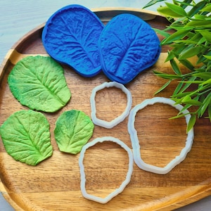 May include: A set of silicone moulds for baking, featuring three leaf shapes and three round shapes. The leaf moulds are green and the round moulds are white.