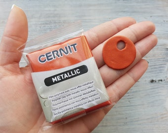 CERNIT Metallic polymer clay, copper, Nr. 057, 56g (2oz), Soft Modeling Clay for Jewelry, Miniatures & Sculpting