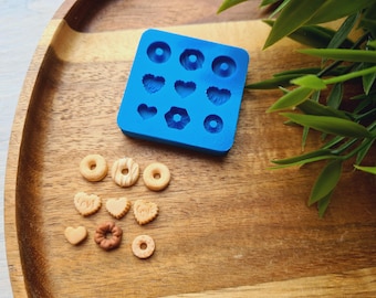 Silicone mold of Mini bakery, 1:12 scale, style 2, 9 elements,~ 0.5-1 cm,H;0.2-0.4 cm, Kawaii Dessert, Clay, Resin, Dollhouse Miniature