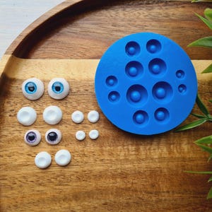 Silicone mold of Eyes, small, 12 elements, ~ Ø 0.5-1.3 cm, H:0.2-0.5 cm, Modeling tool for accessories,jewelry, decor,Shape for polymer clay