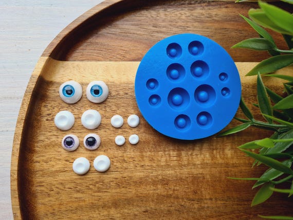Silicone mold of Eyes, small, 12 elements, ~ Ø 0.5-1.3 cm, H:0.2-0.5 cm, Clay, Resin, Doll Eyes, Miniature Sculpting,Soap,Fondant, DIY Craft