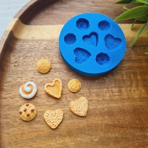 Silicone mold of Сookie set, style 13, 7 elements, ~ 0.9-1.3 cm, H:0.2-0.5 cm, Modeling tool for accessories, jewelry,Shape for polymer clay