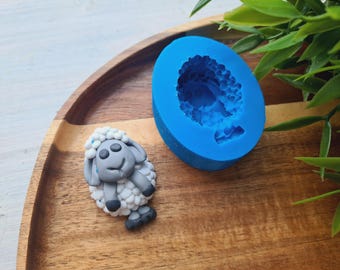 Silicone mold of Sheep, style 2, ~ 2.7*4.4 cm, H:1.9 cm, Resin, Polymer Clay, Fondant, Cute Farm Animal Shape, Mini DIY Craft, Cake Decor