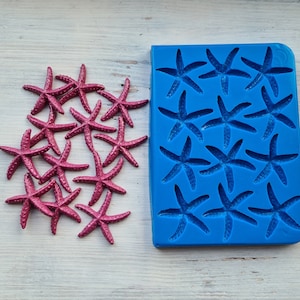 Silikonform Seestern, Stil 1, 12 Elemente, ~ 3.7*4 cm, H: 0.6 cm, Modellierwerkzeug für Accessoires, Schmuck, Dekor, Form für Polymerclay