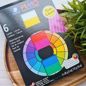 FIMO Professional, true colors, pack of 6 colors, 510g (17.99oz), oven-hardening polymer clay, STAEDTLER