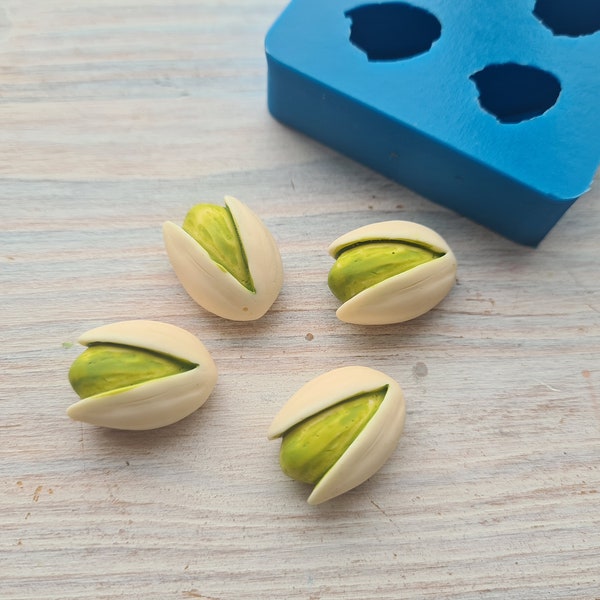 Silicone mold of Pistachios, 4 pcs., ~ 1.9-2.5 cm, Modeling tool for accessories, jewelry, home decor, Shape for polymer clay