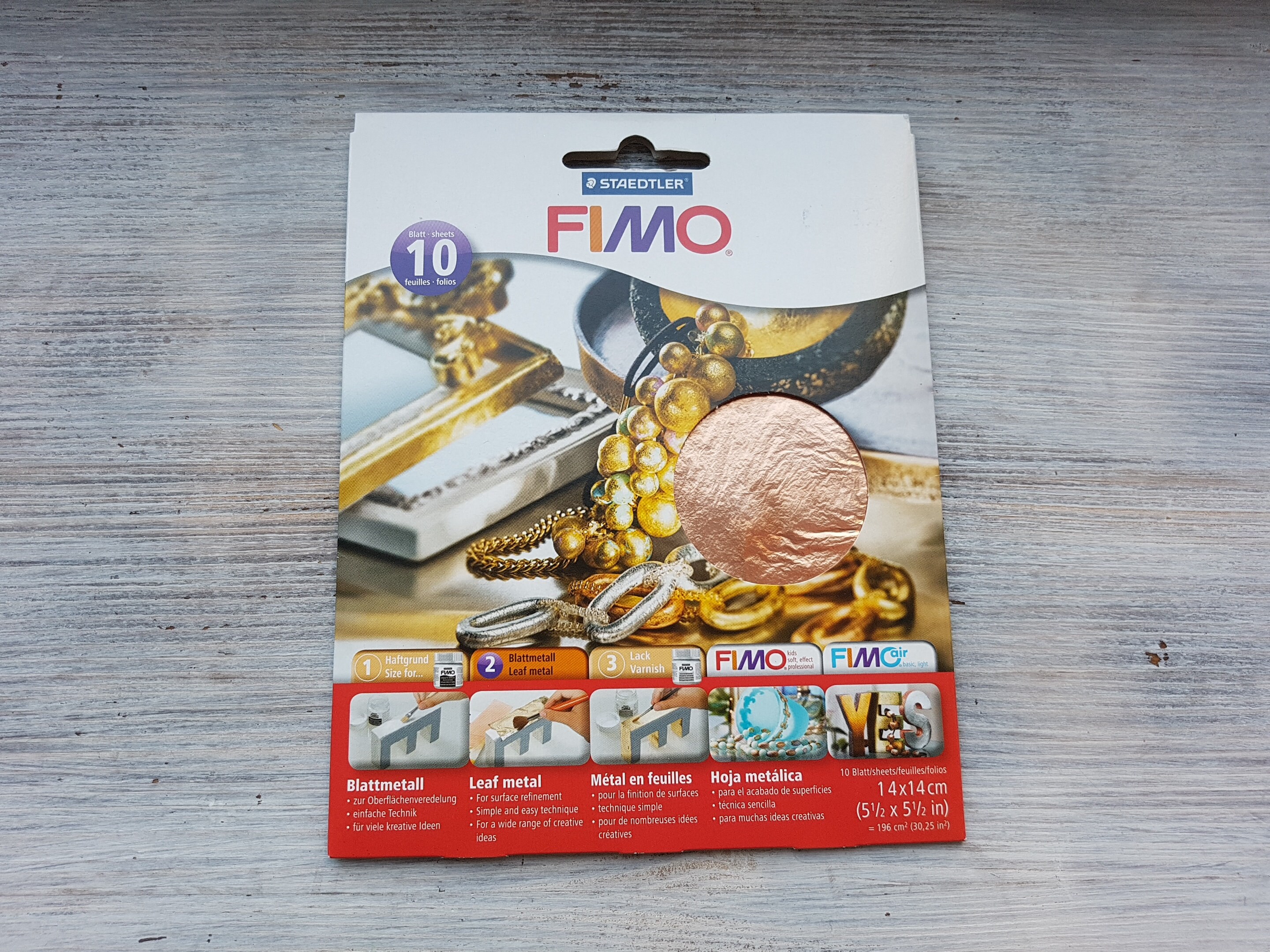 FIMO FIMO 10 SHEETS LEAF METAL -CHOICE OF GOLD SILVER ALSO SIZE OR VARNISH COPPER 