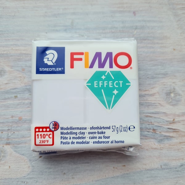 Pâte polymère série Fimo Effect Translucent, blanche (translucide), Nr. 014, 57g (2oz), Pâte à modeler durcissant au four, couleurs par STAEDTLER