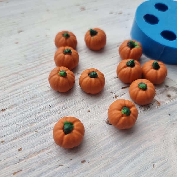 Silicone mold of Pumpkin, style 4, mini, 5 elements, ~ Ø 1.4 cm, H:1.3 cm,Modeling tool for accessories,jewelry,decor,Shape for polymer clay