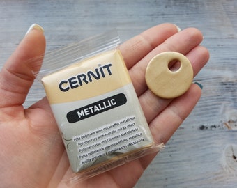 CERNIT Metallic serie polymer clay, champagne, Nr. 045, 56g (2oz), Oven-hardening polymer modeling clay