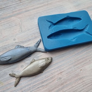 Silicone mold of Fish, 2 pcs., ~ 7-8.4 cm, H:02-08 cm , Modeling tool for accessories, jewelry and home decor, Shape for polymer clay