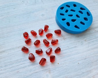 Silicone mold of Pomegranate, 17 elements, ~ 0.8-1.1 cm, H:0.7 cm, Modeling tool for accessories, jewelry, decor, resin, soap, polymer clay