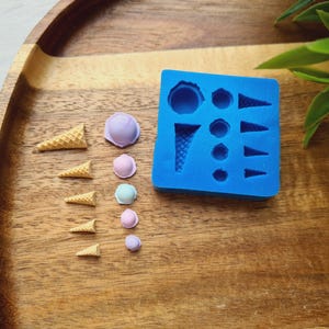 Silikonform Mini Eis, Stil 1, mit 10 Elementen, ~ 0,3-1,6 cm, H: 0,3-0,7 cm, Modellierwerkzeug für Accessoires, Dekor,für Polymerclay