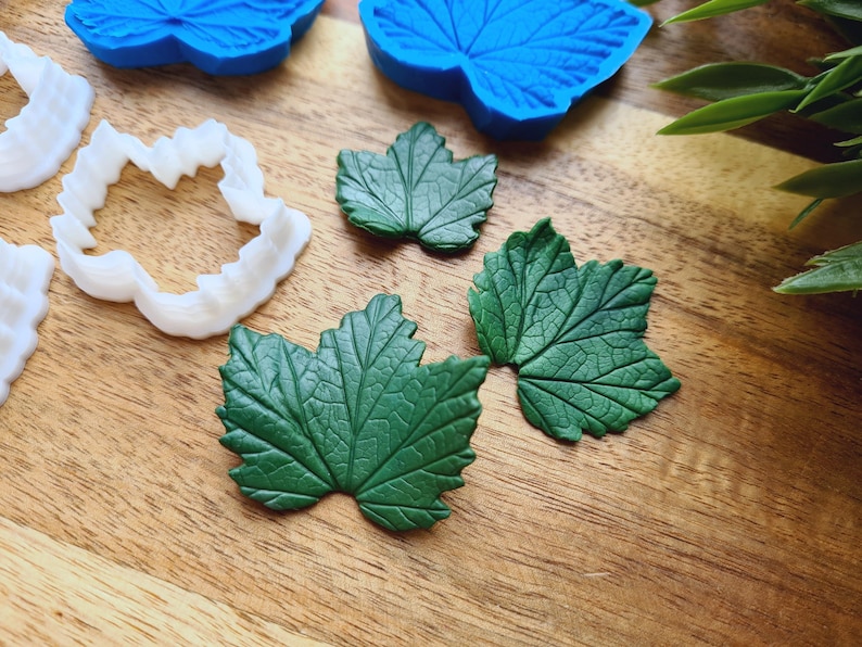 Silicone veiner of Currant leaf, Silicone Leaf Veiner, 3D Printed Cutters, Plastic PLA, Polymer Clay, Earrings, Botanical Jewelry Tools image 10