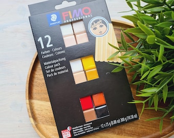 FIMO Professional, doll art, pack of 12 colors, 300g(10.58oz),Soft Oven-Bake Clay for Sculpting Realistic Dolls,Miniatures,Jewelry,DIY Craft