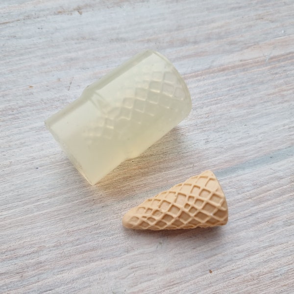 Moule en silicone cornet de crème glacée, grand, ~ Ø 1,7 cm, ~H:3,5 cm, Modeleur pour accessoires, bijoux et décoration d'intérieur, Forme pour pâte polymère