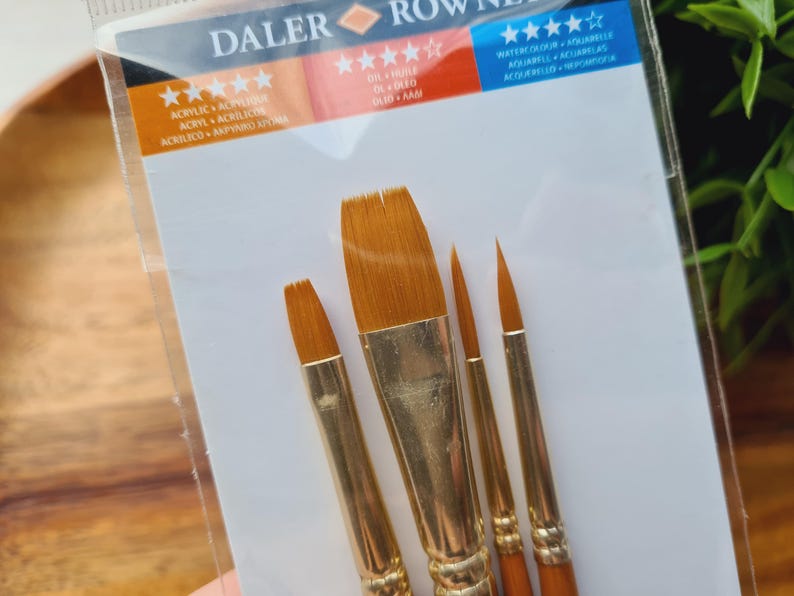 Synthetic brush SIMPLY Gold Taklon, set B, Nr. 3, short handles, 4 brushes , Polymer clay tools, Art tools image 1