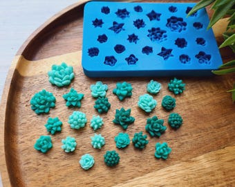 Silicone mold of Succulent, style 19, 24 elements, ~ Ø 0.9-1.8cm, H:0.5-0.8cm, Modeling tool for accessories,jewelry,Shape for polymer clay