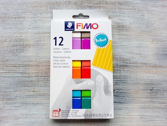 Fimo Polymer Clay Set, 12 Brilliant Colors 25g, Oven-hardening