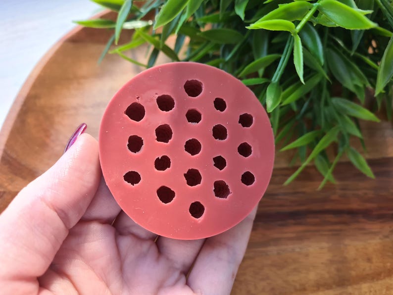 Silicone mold of Mini pine cone, style 8, 19 elements, ~ Ø 0.7-0.8 cm, H:0.8-0.9 cm,Miniatures, DIY Christmas Decoration, Holiday Craft Mold Red silicone 32 shA