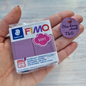 FIMO Soft serie polymeerklei, bosbessenshake, Nr. T60, 57 g 2 oz, ovenhardende polymeer boetseerklei, Basic Fimo Zachte kleuren van STAEDTLER afbeelding 1
