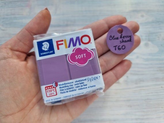 FIMO Soft Serie Polymer Clay, Blueberry Shake, Nr. T60, 57g 2oz,  Oven-hardening Polymer Modeling Clay, Basic Fimo Soft Colors by STAEDTLER 