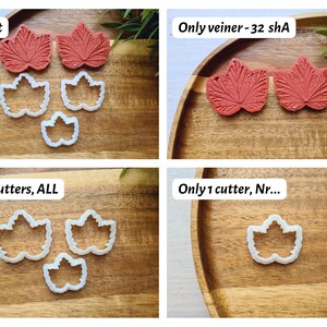 Silicone veiner of Currant leaf, Silicone Leaf Veiner, 3D Printed Cutters, Plastic PLA, Polymer Clay, Earrings, Botanical Jewelry Tools Red 32 shA