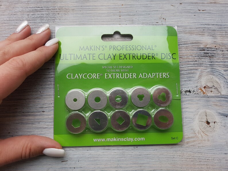 Forming and modeling tool for making textural details and design for all types of polymer clay 10 discs for Makin/'s clay extruder