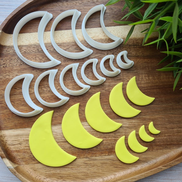 Crescent moon, style 2, set of 9 cutters, one clay cutter or FULL set, Earring cutters, 3D printed cutters,Figure Tool Set for polymer clay.