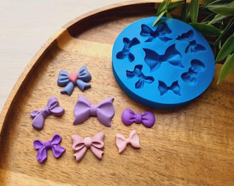 Silicone mold of Bow, style 5, 7 elements, ~ 1.4-2.6*1-2 cm, H:0.5 cm, Cute Ribbon Bow, Polymer Clay, Epoxy Resin, Kawaii Jewelry, Hair