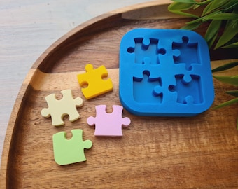 Silicone mold of Piece of the puzzle, 4 elements, ~ 1.9-2.7 cm, H:0.4 cm, Modeling tool for accessories, jewelry, Shape for polymer clay