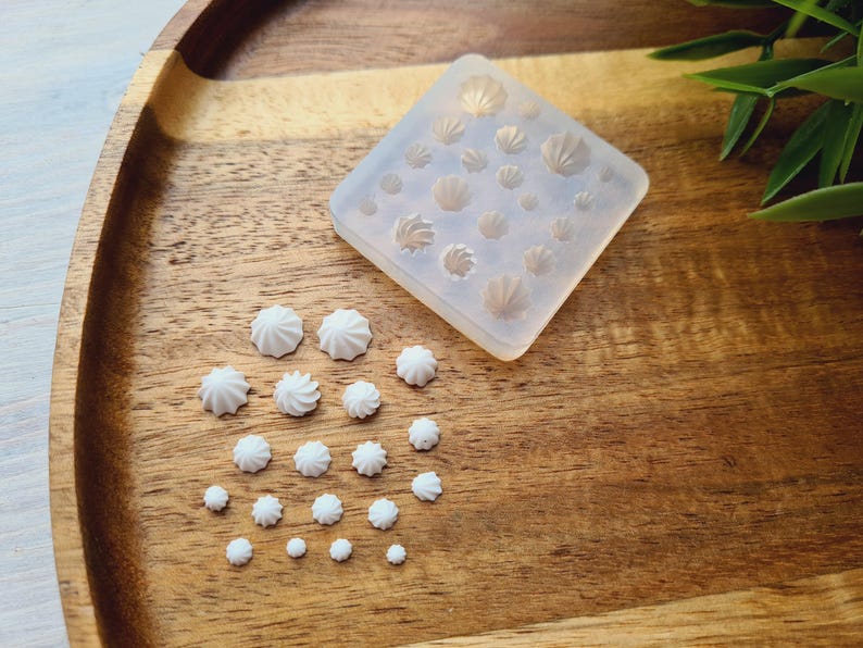 1:12-1;6 Silicone mold of Mini meringue, style 8, 20 elements, ~ Ø 0.3-0.8 cm, H;0.2-0.5 cm, Cream Swirl, Clay, Resin,Soap,Candle,Cake Decor bild 5