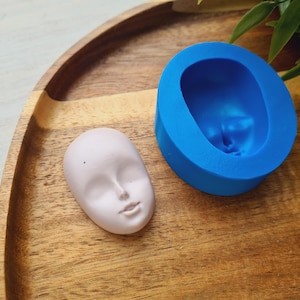 Silicone mold of Doll face, style 36, ~ 2.8*4 cm, H:1 cm, Modeling tool for accessories, jewelry and home decor, Shape for polymer clay