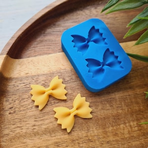 Silicone mold of Macaroni bow, style 8, 2 elements, ~ 1.6*2.2 cm, H:0.4 cm, Modeling tool for accessories, jewelry, Shape for polymer clay