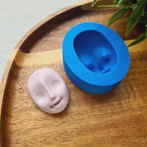 Silicone mold of Doll face, style 40, ~ 2.8*4 cm, H:1.6 cm, Modeling tool for accessories, jewelry and home decor, Shape for polymer clay