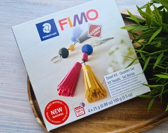 FIMO DIY Set Tassels, Leather-Effect, 100g (3.5oz), oven-hardening polymer clay, STAEDTLER
