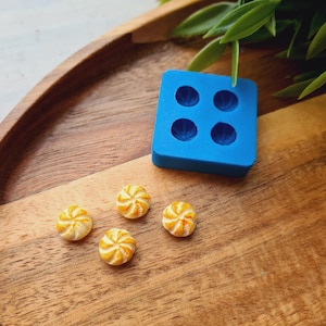 Silicone mold of Dumpling, 1:12 scale, style 4, 4 elements, ~ Ø 0.9 cm, H;0.5 cm, Resin, Fondant,Miniature Food, DIY Crafts,Cake Decorations