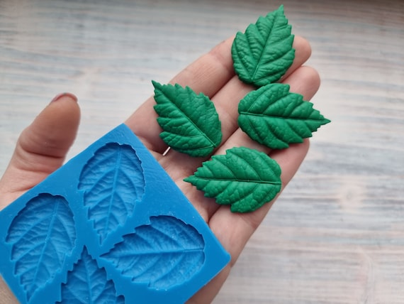 Silicone Mold of Mint Leaves, 4 Pcs., 4 Cm, Modeling Tool for