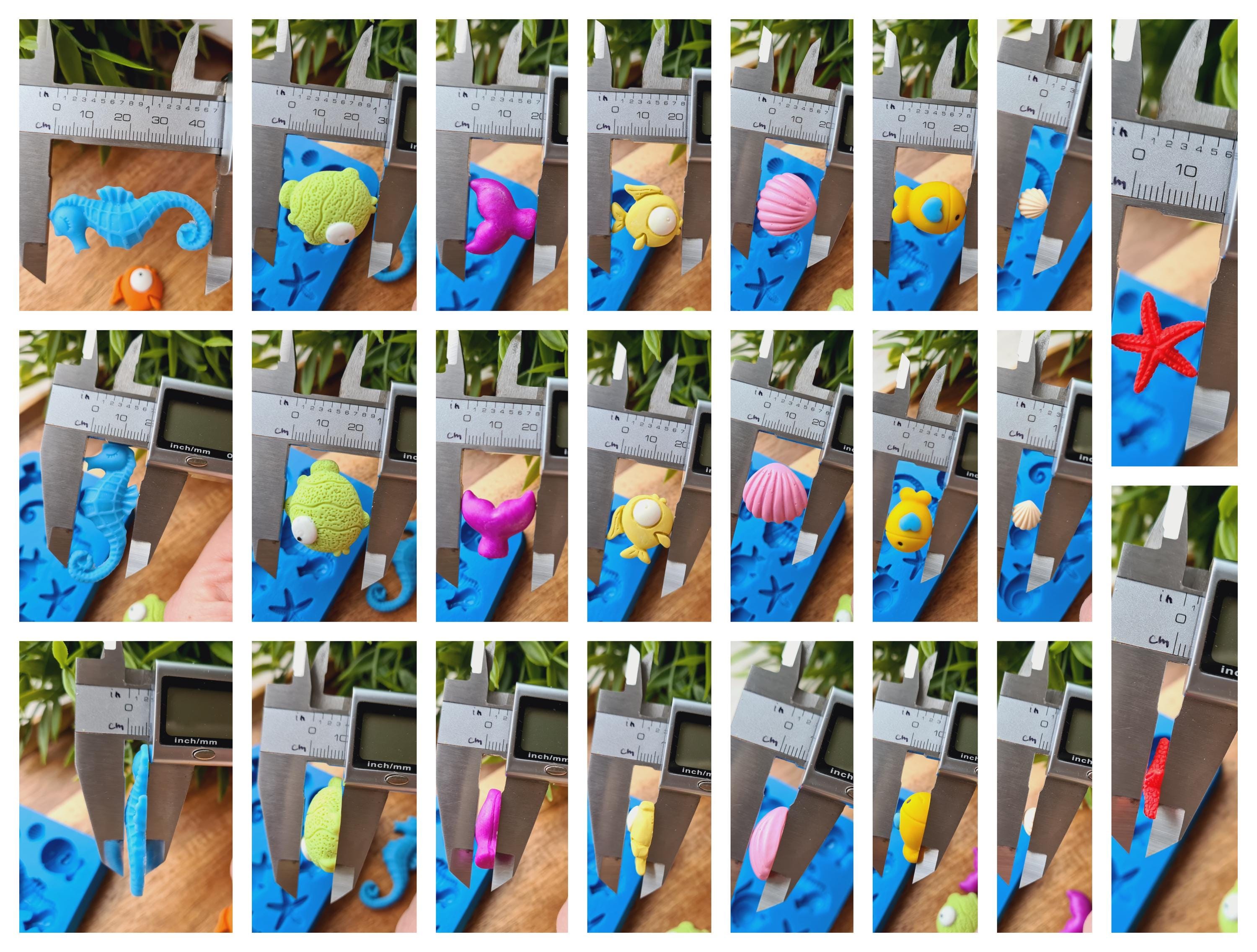SEA LIFE品 Silicone Mold Sea Life Set, Style 2, 9 Elements, ~ 0.7-4.4