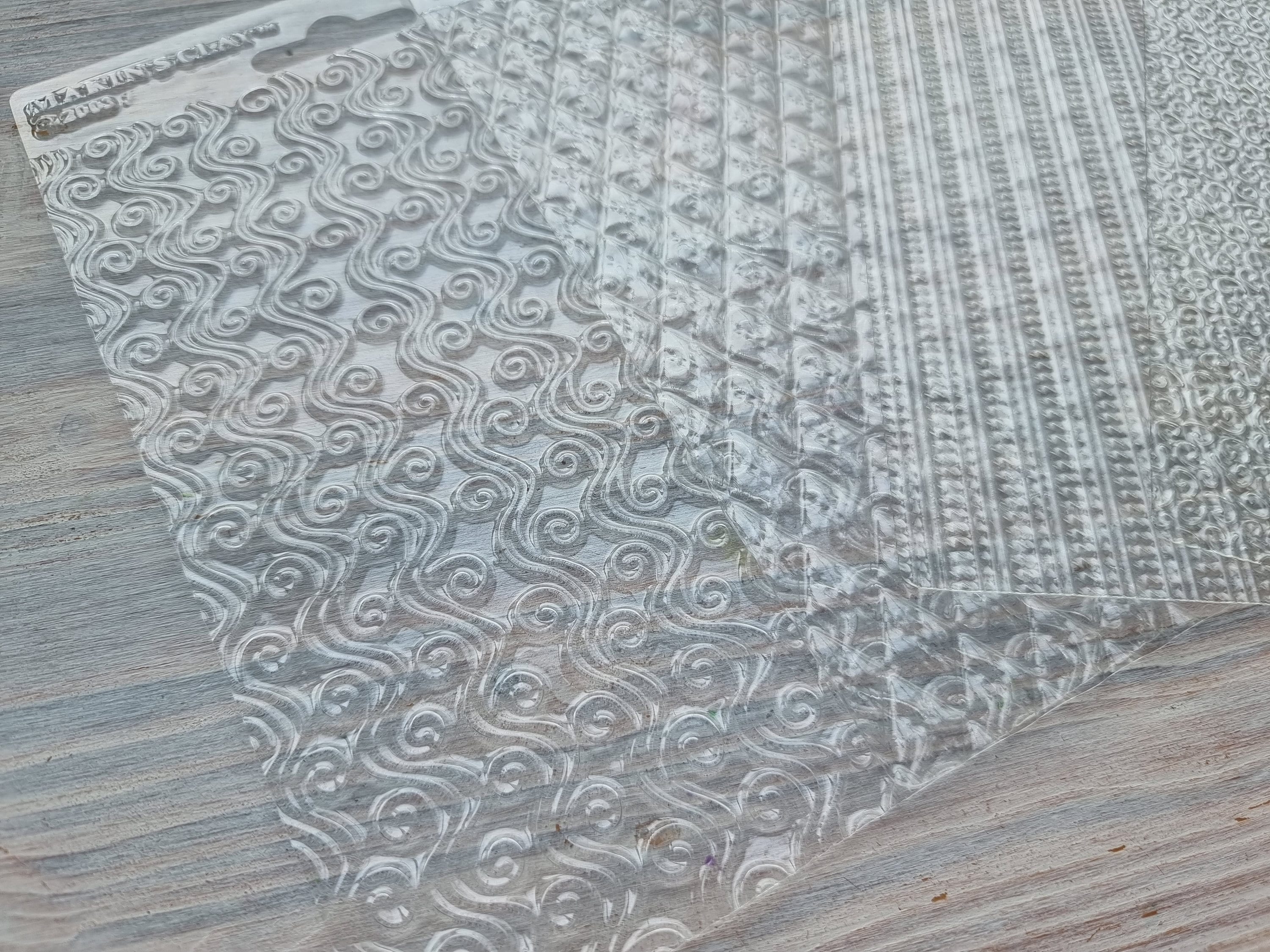 Makin's Clay Texture Sheets 7x5.5 4/Pkg-Set E (Curly Beard,Sweater,Diamond&Fur)