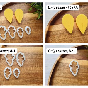 Silicone veiner of Oak leaf, style 1, Leaf Veiner, 3D Printed Cutters, Plastic PLA, Polymer Clay, Earrings, Botanical Jewelry Tools Yellow 35 shA