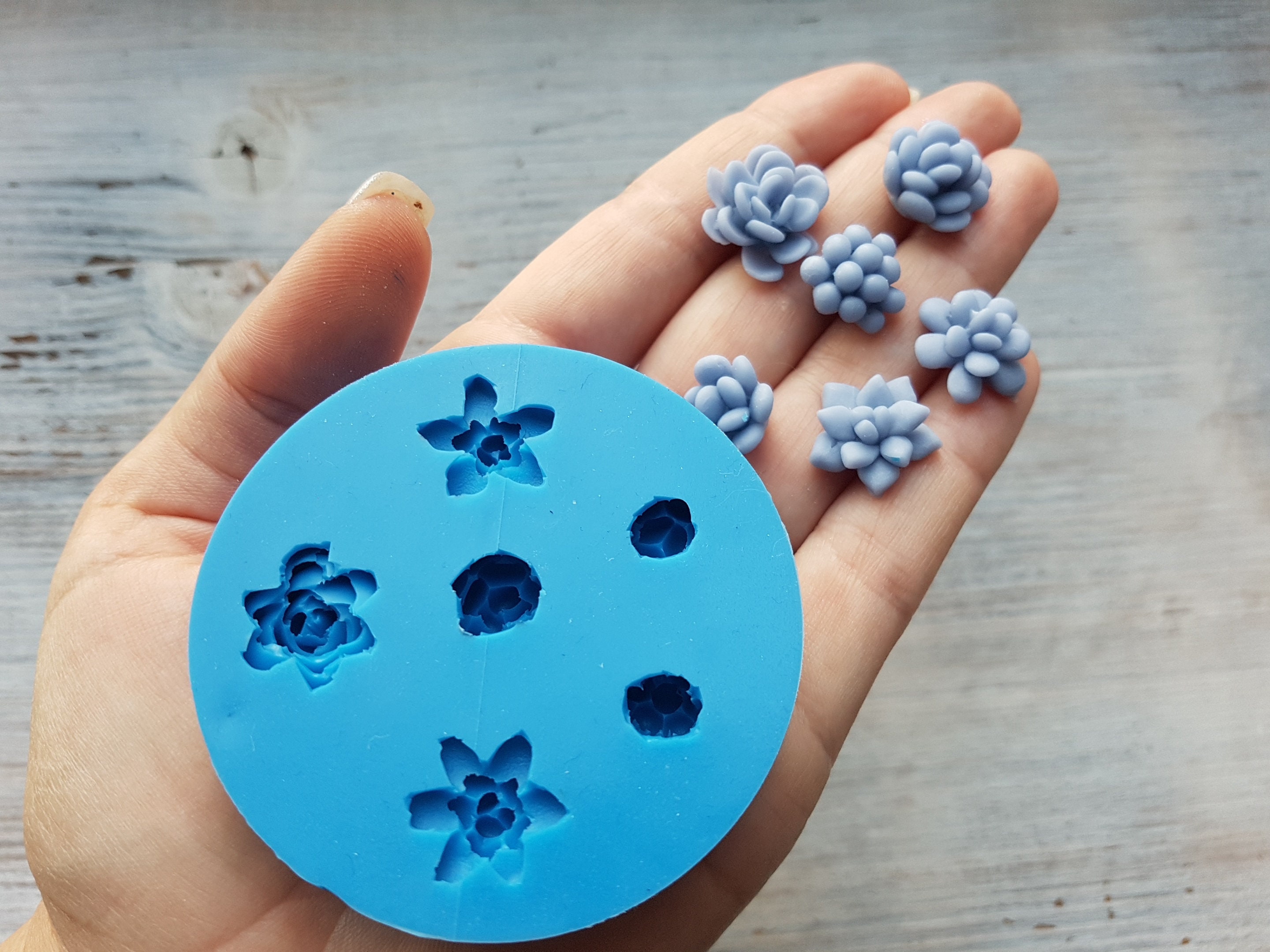 Succulent plant silicone mold 4pc for resin and polymer clay creations