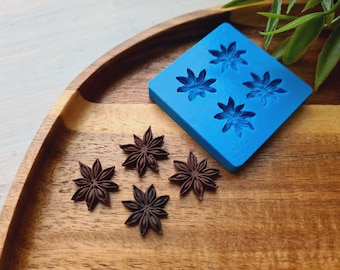 Silicone mold of Anise, style 4, 4 elements, ~ Ø 1.5-1.7 cm, H:0.2 cm, Detailed Anise Spice Mold for Clay, UV Resin, Fondant,Miniature Craft