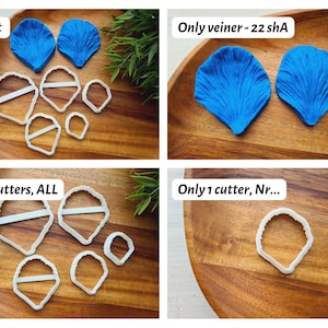 Silicone veiner of Peony petal texture, Flower Veiner, 3D Printed Cutters, Plastic PLA, Polymer Clay, Earrings, Floral Jewelry Tools Blue 22 shA