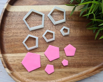 Regular pentagon, set of 5 cutters, Earring cutters, 3D printed cutters, Figure Tool Set for polymer clay.