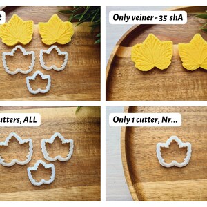 Silicone veiner of Currant leaf, Silicone Leaf Veiner, 3D Printed Cutters, Plastic PLA, Polymer Clay, Earrings, Botanical Jewelry Tools Yellow 35 shA