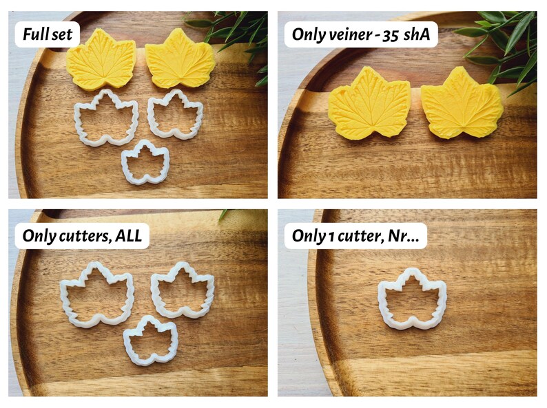 Silicone veiner of Currant leaf, Silicone Leaf Veiner, 3D Printed Cutters, Plastic PLA, Polymer Clay, Earrings, Botanical Jewelry Tools Yellow 35 shA