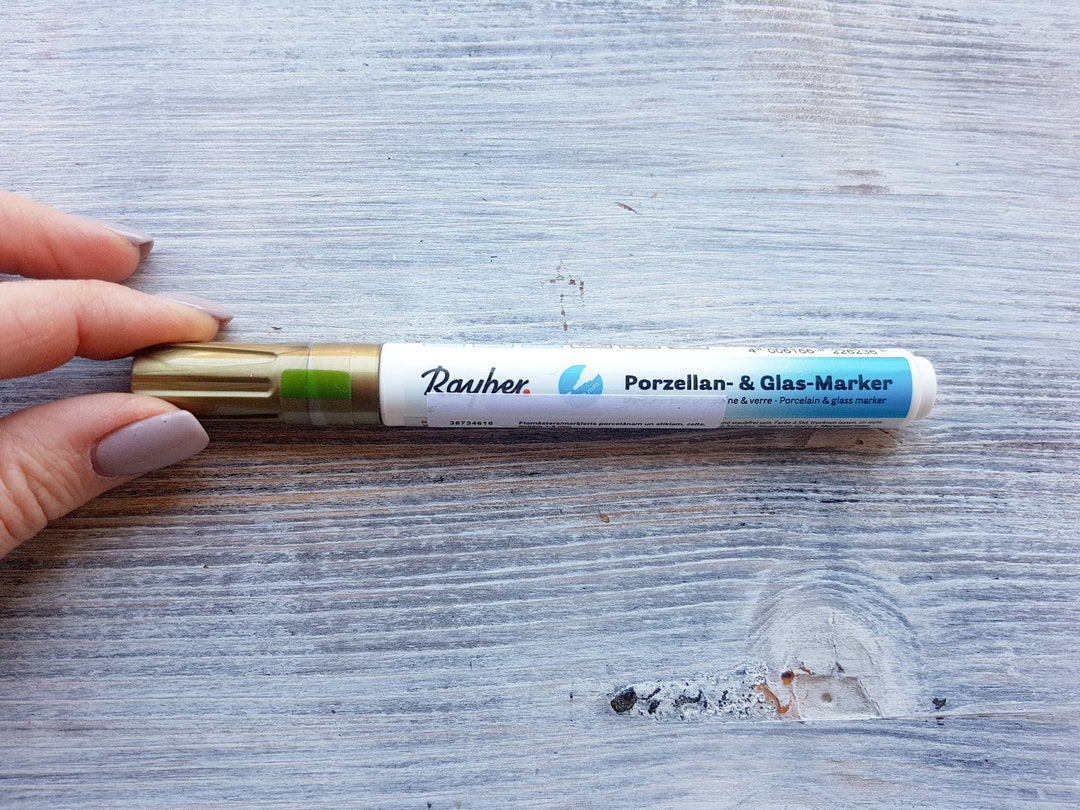 Rayher Marker Per Porcellana E Vetro Effetto Oro – Punta 1-2 Mm, Scrittura Fine, 38734616